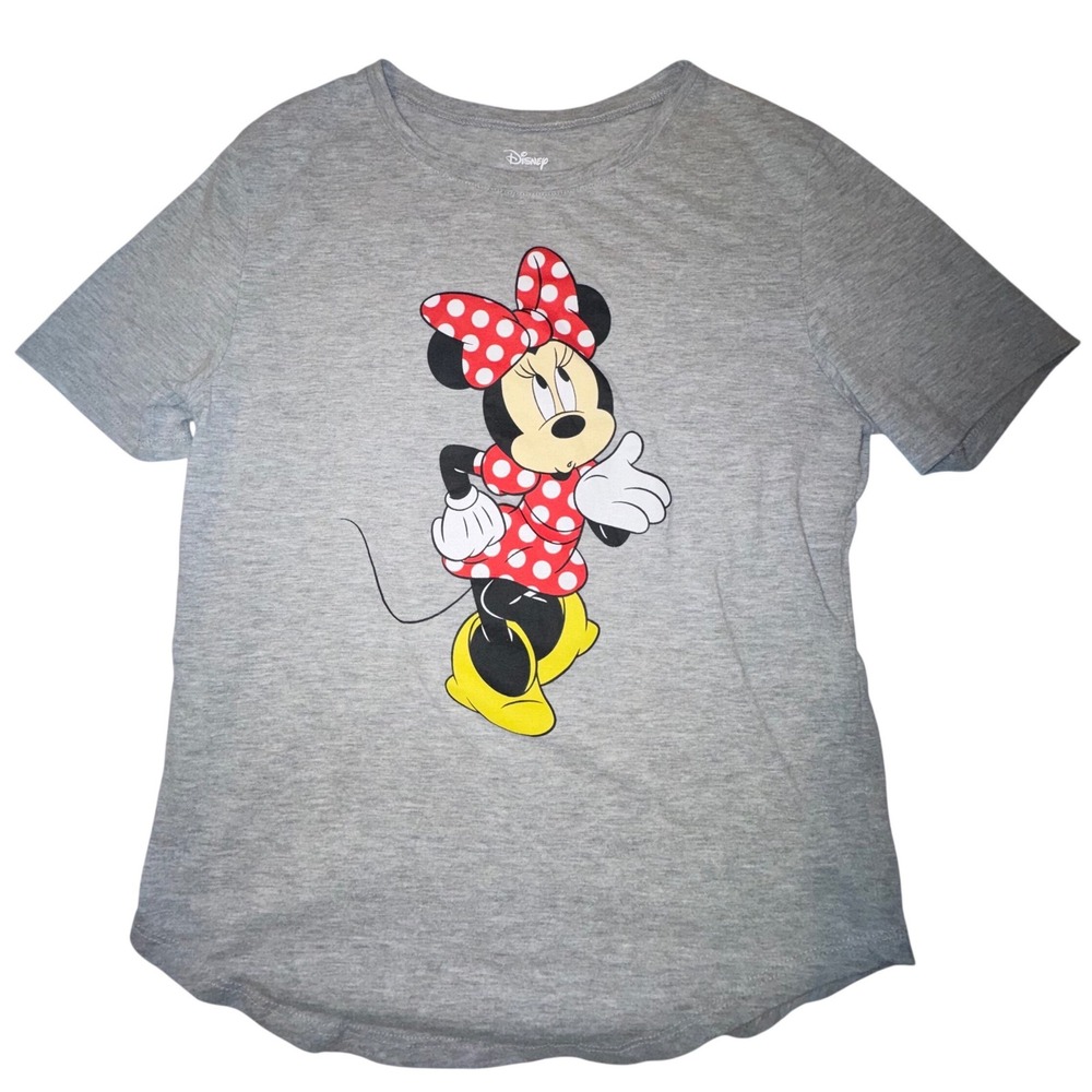 Disney Minnie Mouse Graphic T-Shirt Gray Short Sleeve Crew Neck Small